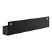 A black metal rectangular speed rail with two holes.