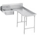 A stainless steel Advance Tabco soil dishtable with right corner sink.