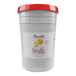 A white plastic bucket of Amoretti Lemon Craft Puree with a red lid and label.