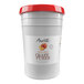 A white bucket of Amoretti Peach Craft Puree with a red lid and label.