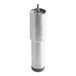 A silver stainless steel extended leg with a screw.