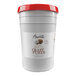 A white bucket of Amoretti Coconut Craft Puree with a red lid.