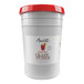 A white bucket of Amoretti Bloody Mary craft puree with a red label and lid.