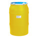 A yellow barrel with a white label and a blue lid, labeled "Amoretti Lemon-Lime Craft Puree"