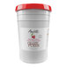 A white bucket with a red lid of Amoretti Red Sour Cherry Craft Puree.