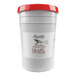 A white bucket of Amoretti Vanilla Bean Craft Puree with a red lid.