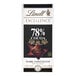 A close-up of a white and black Lindt Excellence 78% Cocoa Dark Chocolate logo.