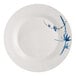 A white Acopa melamine plate with a blue bamboo design.