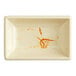 A white rectangular Acopa melamine sauce dish with brown stains on it.