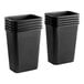 A group of black rectangular Lavex plastic trash cans.