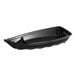 A black plastic boat shaped tray.