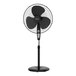 A black VisionAir pedestal fan on a stand.