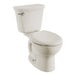 An American Standard bone vitreous china round toilet with a lid.