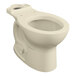 An American Standard Cadet PRO bone round floor-mount toilet bowl with an open white seat.