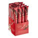 A box of Lindt Lindor milk chocolate truffle bars in red wrappers.