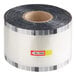 A white roll of plastic sealing film with yellow and black stripes.