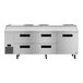 A Hoshizaki stainless steel refrigerated pizza prep table with four drawers.