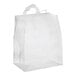 A white plastic bag with soft loop handles.