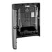 A black and silver stainless steel wall-mount Tork electronic paper towel dispenser with a door.