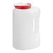 A white Rubbermaid jug with a red lid.