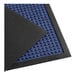 A close-up of a blue Lavex waffle entrance mat with black rubber on the back.