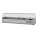 A Turbo Air stainless steel refrigerated countertop salad prep table with a clear hood.