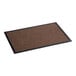 A brown rectangular mat with black trim.