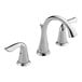 A Delta chrome deck-mount faucet with two lever handles.