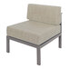 A BFM Seating armless middle sofa section with a Sunbrella granite gray cushion.