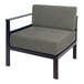 A BFM Seating Belmar grey arm chair with black legs.