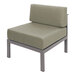 A BFM Seating Belmar armless middle sofa section with a sea salt green cushion.
