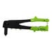 A black and green Surebonder light-duty rivet tool with a handle.