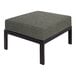 A BFM Seating Belmar black frame ottoman with a Sunbrella coal gray cushion on a square ottoman with black legs.