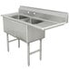 A stainless steel Advance Tabco commercial sink with two bowls and a right drainboard.