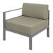 A BFM Seating Belmar right arm sofa section with a Sea Salt Green cushion on a gray frame.