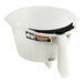A white plastic quick brew funnel assembly with a handle and warning labels, designed for use with Bunn coffee machines.