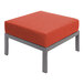 A BFM Seating Belmar ottoman with a red Sunbrella cushion on a metal frame.