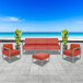A BFM Seating Belmar armless middle sofa section with a red cushion on a white base.