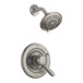 The stainless steel Delta Lahara T-Series shower and valve trim kit.