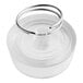 A clear plastic lid with a metal ring for a ServIt drop-in cold food well.