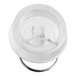 A clear plastic container with a metal ring.
