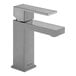 A Delta stainless finish bathroom faucet with a lever handle.