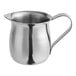An American Metalcraft stainless steel bell creamer with a handle.