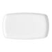 A white rectangular American Metalcraft melamine plate with a small rim.