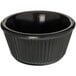 A black Carlisle fluted ramekin with a black rim.