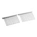 Two silver metal combs.