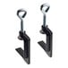 Two black metal C-clamps with screws on them.