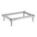 A stainless steel Cooking Performance Group half size low-profile combi oven stand with two metal legs.