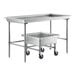 A Regency stainless steel sorting table with a silverware soaking sink in a grey container on a white background.