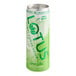 A close up of a green Lotus Plant Power energy drink can with white and green label.